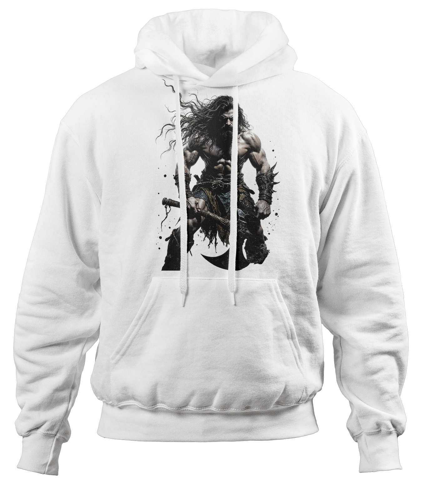 Baltalı Savaşçı Baskılı Kapüşonlu Sweatshirt