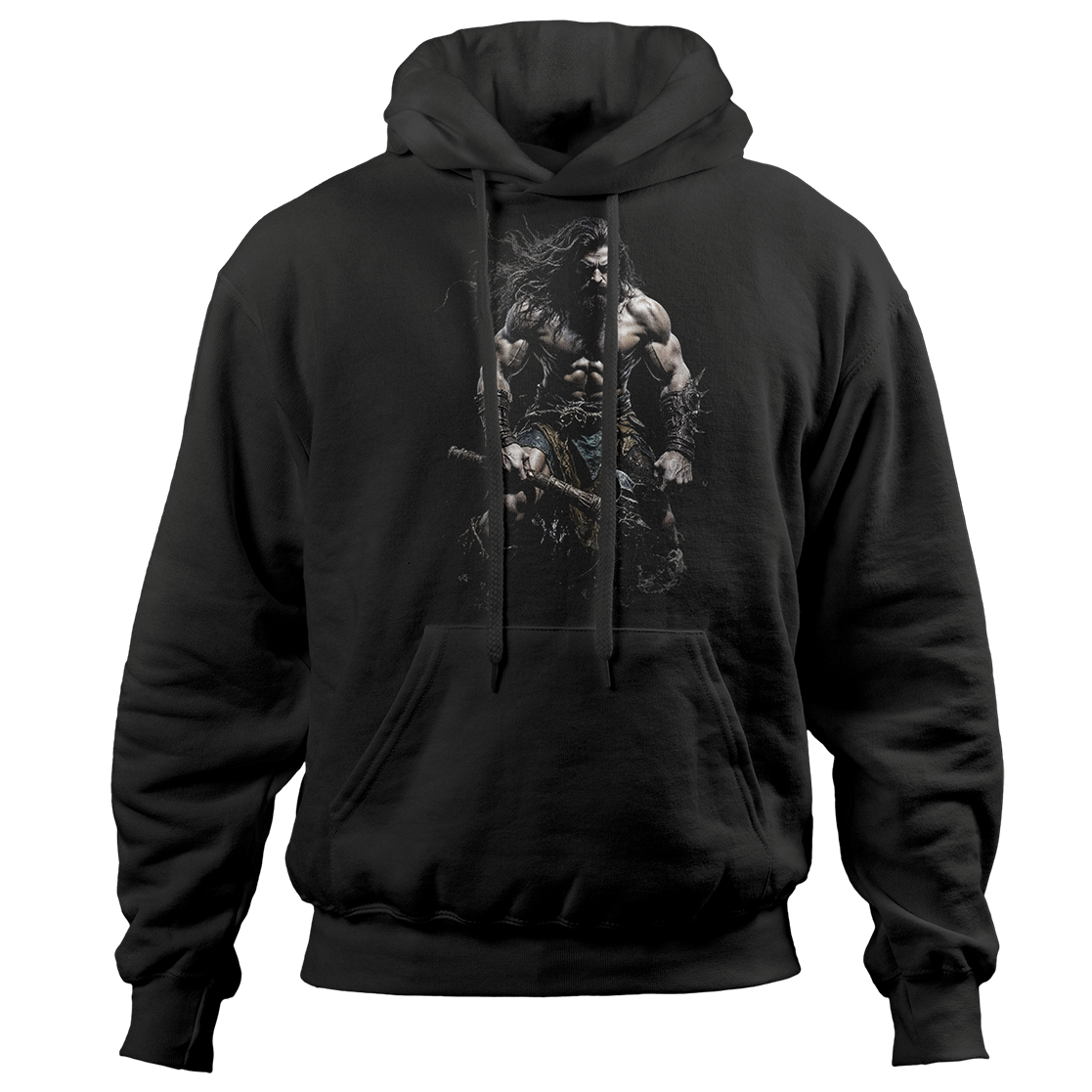 Baltalı Savaşçı Baskılı Kapüşonlu Sweatshirt