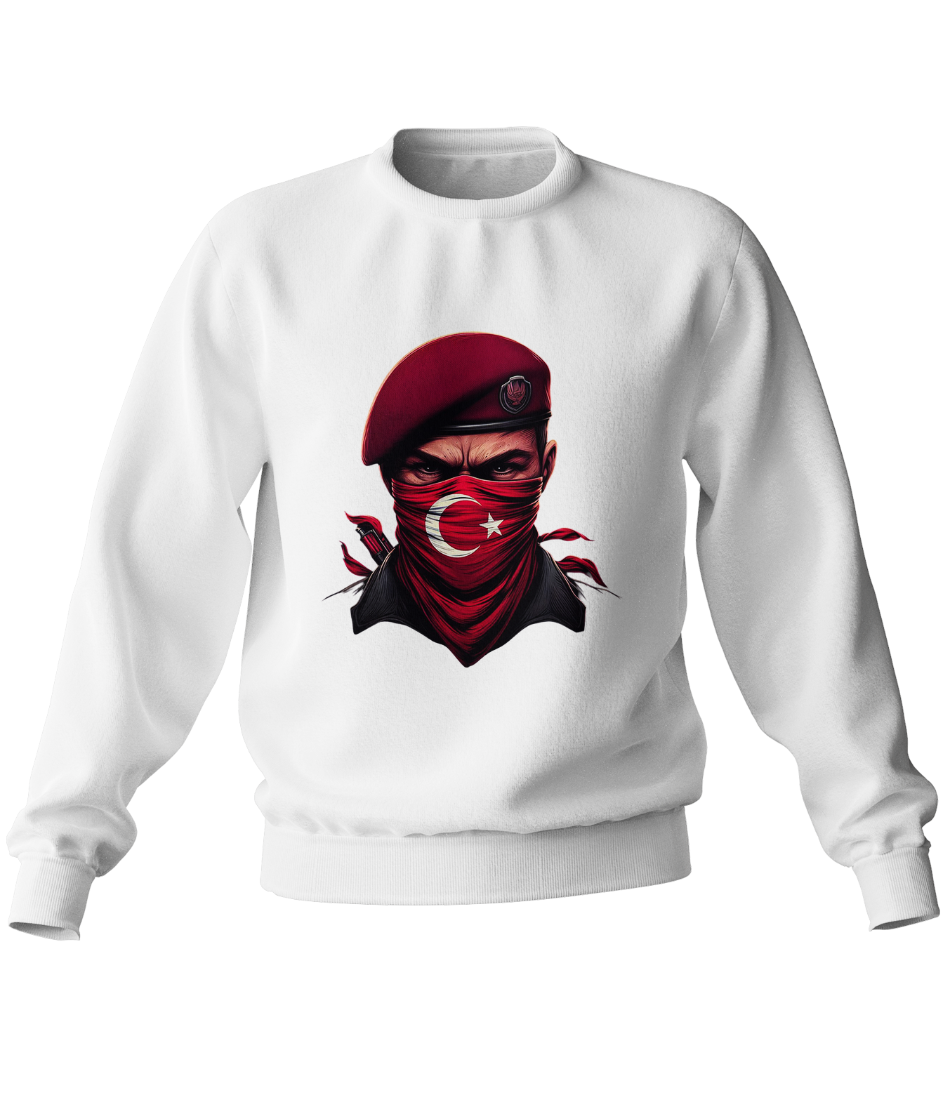 Bordo Bereli Baskılı Sweatshirt