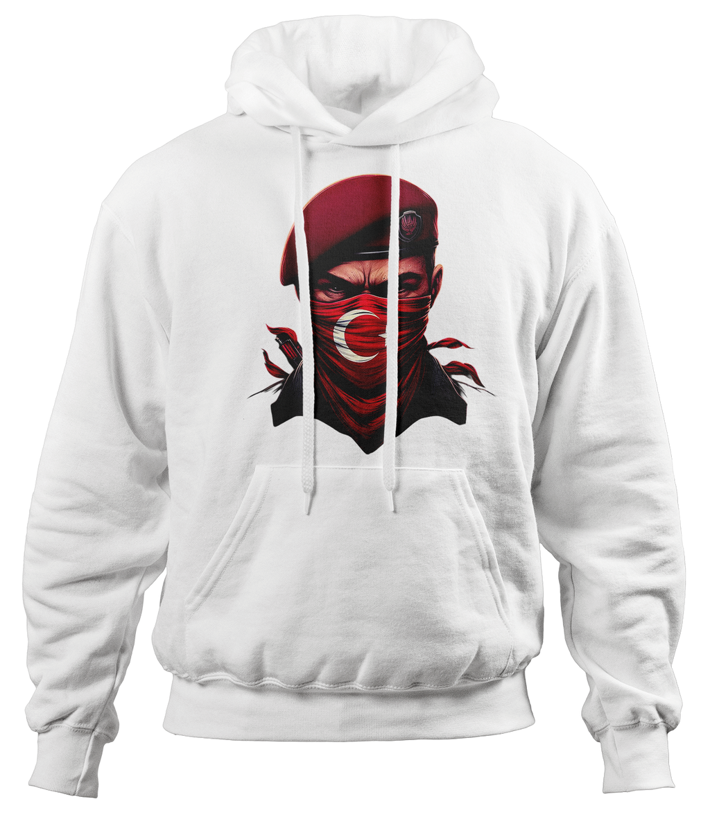 Bordo Bereli Baskılı Kapüşonlu Sweatshirt