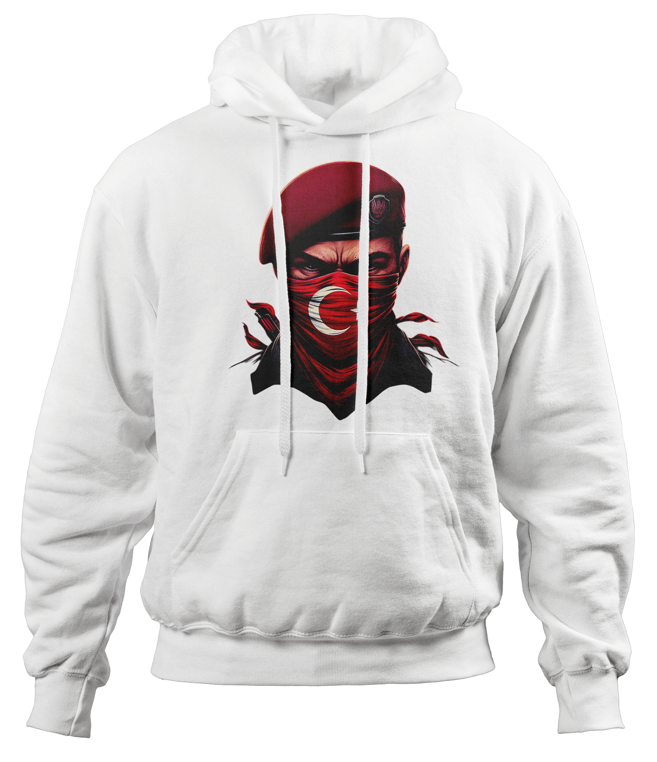 Bordo Bereli Baskılı Kapüşonlu Sweatshirt