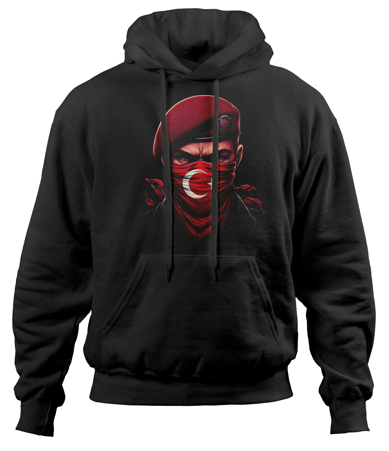 Bordo Bereli Baskılı Kapüşonlu Sweatshirt